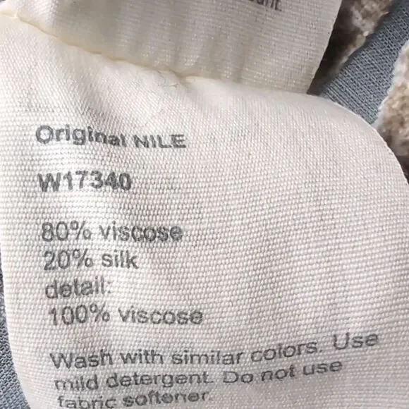 Nile (Swiss Brand) Silk Floral Burnout Velvet  Grey Blue Size M - Picture 7 of 14